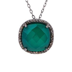 Adornia fine Lara cushion Halo Diamond Necklace